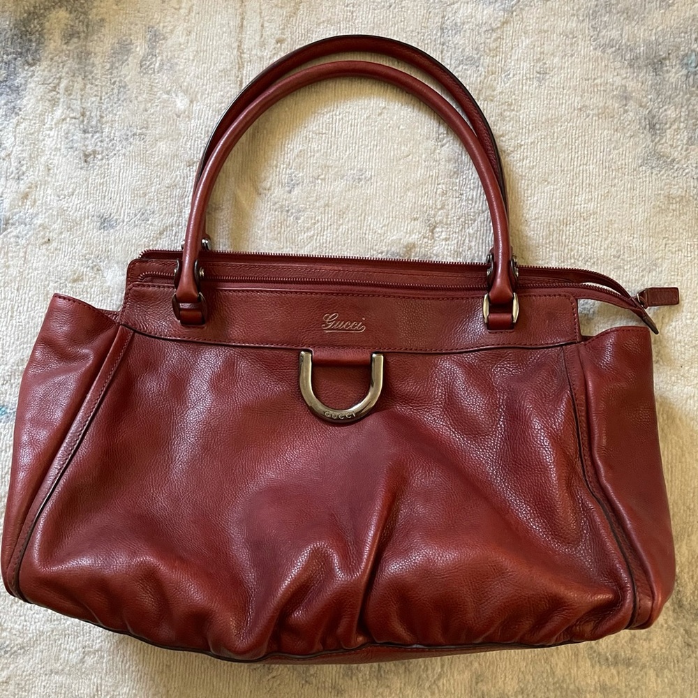 Like New Gucci D Ring Leather Shoulder Bag